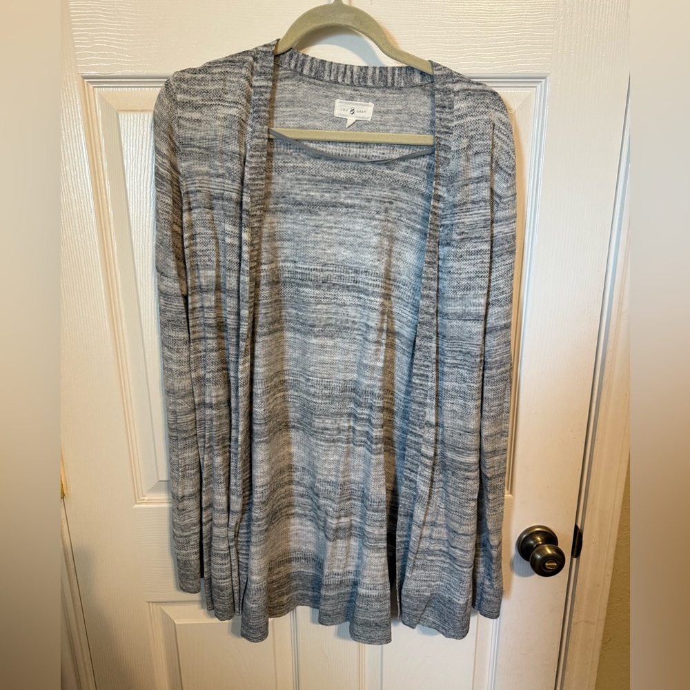Lou & Grey Gray Cardigan Sweater Soft Knit Casual